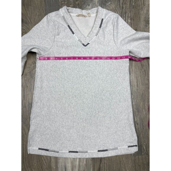 Soft Surroundings Fleece Lined Tunic Sweatshirt Small Gray Embroidered Trim - Picture 7 of 9